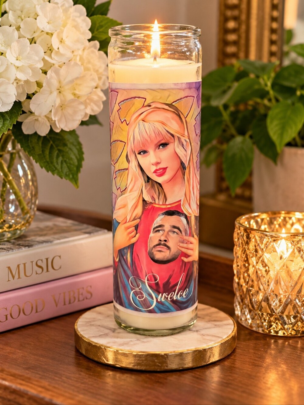 Taylor Swift & Travis Kelce Novelty Prayer Candle, New